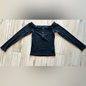 Black off the shoulder long sleeve shirt
